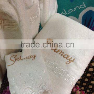 China towel manufactory pure cotton embroidery custom label/logo pure cotton white100% cotton material hotel towel