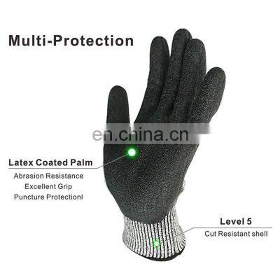 HY Hand Job Gloves With Rough Surface Latex Guantes de ANSI A4 Anti Cut Latex Finished Fishing Glove photo-3