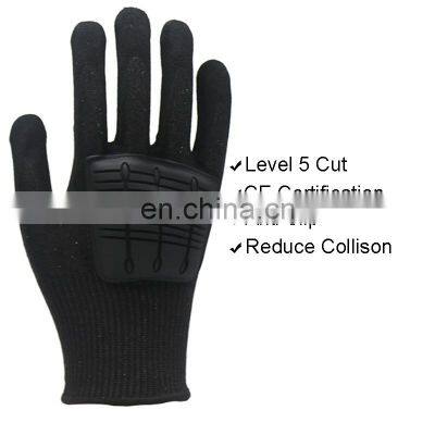 Hppe Black Sandy Nitrile Coated Gloves Level 5 Cut Resistant Gloves Impact Gloves for Police