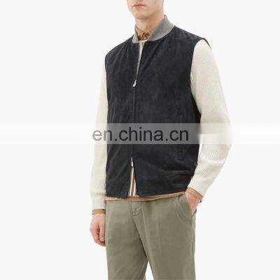 New fashion Men Blue Suede Gilet Vest