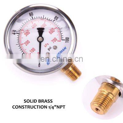 Factory Direct Supply 0-10 MPA 63 MM Dial Size SS 304 Dial Plate With G 1/4 Brass Fitting Connect Pressure Gauge photo-4
