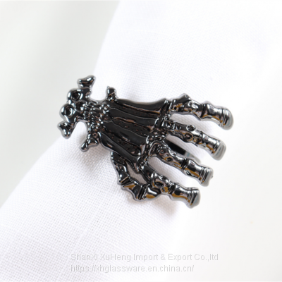 Black Colored Skeleton Hand Napkin Ring For Halloween Table Decoration photo-2