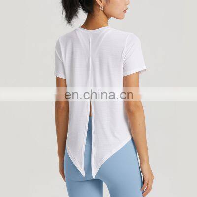 Spring New Cool Fabric Loose Shorts Sleeve Gym Yoga Shirt Outdoor Quick Dry Activewear Sports Running Fitness Clothes For Women photo-4