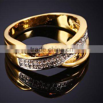 New Product 2017 Cubic Zirconia Hong Kong Factory 2-Tone Plated Wedding Band Ring photo-3