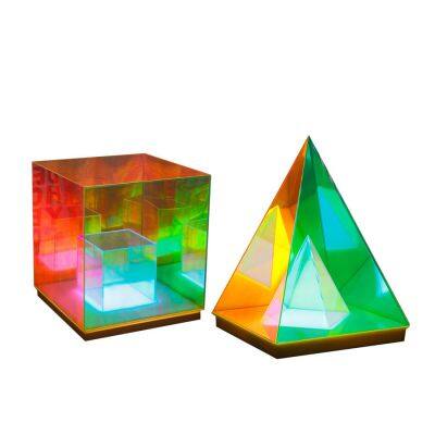 Nordic Led Magic Box Computer Background Colorful Muse Cube Lamp Decorative Acrylic Night Light Pyramid Triangle Table Lamps photo-6