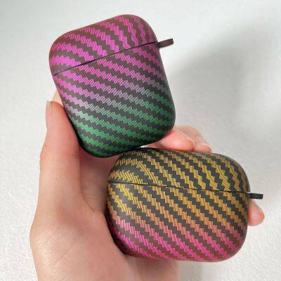 New Design Gradient Carbon Fibre Texture New Design Case for Headphones Case Box Wireless Charging for Airpods 1 2 3 Pro