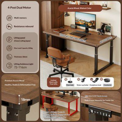 Electric Height Adjustable Office Corner Computer Standing Desk photo-2