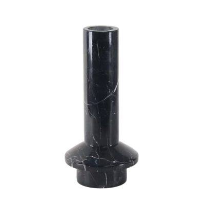 Black Marble Tall Pedestal Cylinder Stand Black Marble Pot Vase