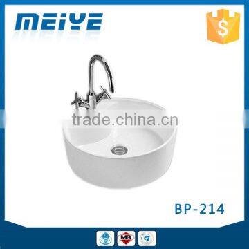 BP-214 Modern Bathroom Design, Quality Round Art Basin, Bathroom Countertop Ceramic Hand Wash Single Bowl Sink