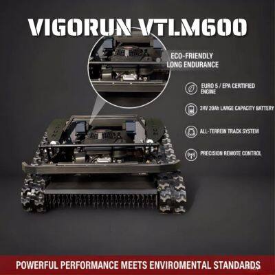 Vigorun RC Slope Lawn Mower 600mm de ancho de corte 45° de grado de trabajo Motor de gasolina de 4,5kW Control remoto a 200m CE EPA en venta