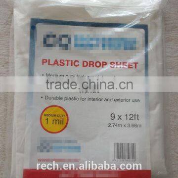 China quality low price Plastic painter protect transparent cover sheet