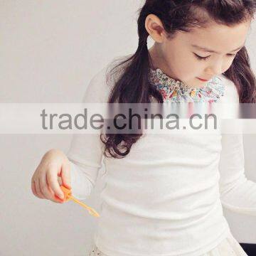 Autumn children girl's T shirt ,flower collar design,2014 New Arrival
