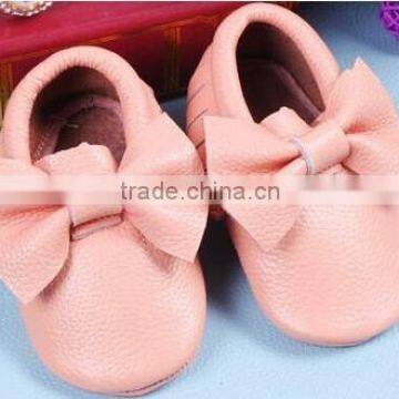 2015 Multi Color Fringe Infant Baby Shoes Manufacturer Made Cute Bownot Shoes 100% Handmade Baby Toddler Moccasins