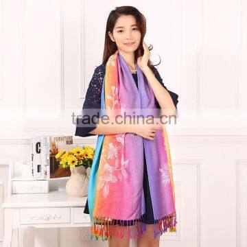 Wholesale New Flower Polyester Jacquard Shawl photo-2