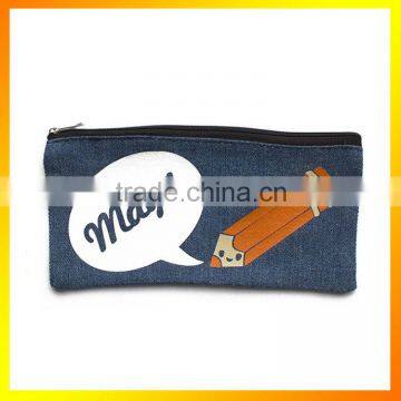 Large capacity kids personalized denim pencil bag