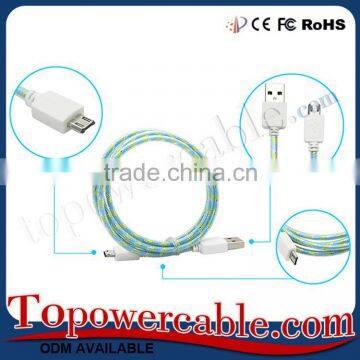 Supply Round Braided Cell Phone Charging Cable with LED Light