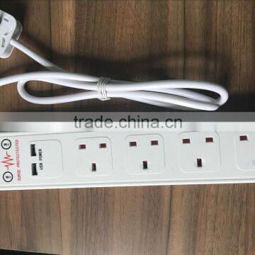 UK extension socket/power socket with surge protector and 2USB