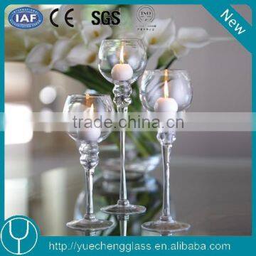 Cheap handmade clear long-stem glass candle holders for weddings wholesale