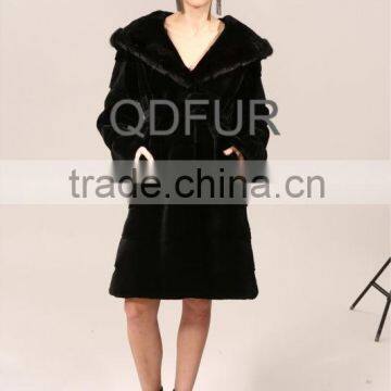 QD23532 rex rabbit fur coat