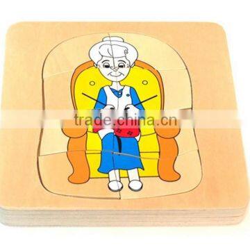 New Style Grandma & Grandpa 5 Layer Puzzle OEM Educational Wooden Kids Toys Puzzles MDD-1102 photo-2