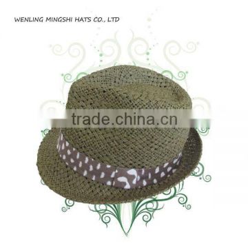 summer straw fedora hat for lady