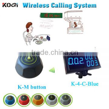 wireless waiter call system for restaurant with K-4-C-Blue led digital receiver and K-M table button for customer