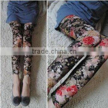 colourful flower parttern/nylon stocking/poantyhose/footed tights/