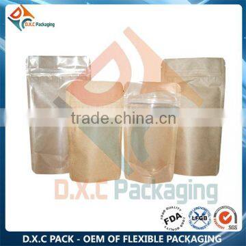 Transparent Front Kraft Paper Back Stand Up Pouch