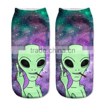 high quality cute ankle socks 3d digital full print alien colorful ankle socks sports