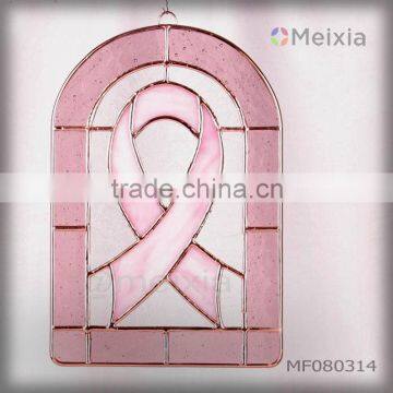 MF080314 tiffany style stained glass craft for breast cancer wall hanging suncatcher