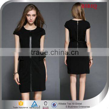 latest fashion career professional dresses short sleeve black knee length office dress designs for women