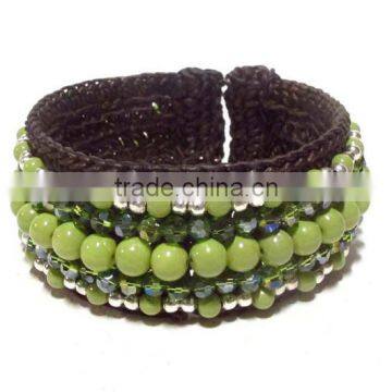 MMCF499A052 Handmade in Thailand Handwoven Agate Stone Beaded Bracelet Boho Fashion Jewelry Semiprecious Stone Summer 2016