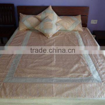 Designer Silk Bedspread Indian Silk Brocade Bedcover