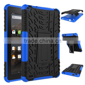 Heavy duty stand armor for Amazon Fire 7inch tyre pattern protective hybrid case