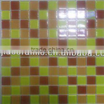 Yellow and orange red crystal glass mosaic tiles backsplash tile