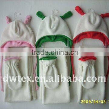 Newborn bunny scarf hat gloves/mitten polar fleece set