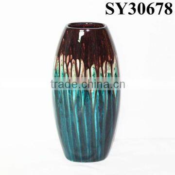 Glazed blue porcelain restaurant table flower vase