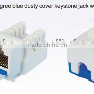 Cat5e 90 degree blue dusty cover keystone jack with shutter