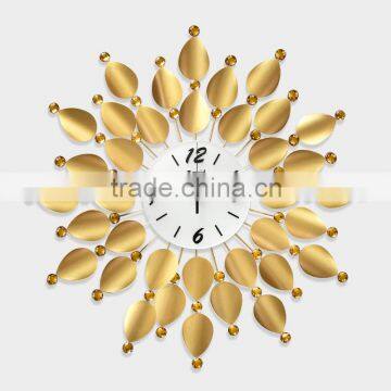 Hot Seling Black Leaves Wall Clock Whit Diamonds Big Size photo-2