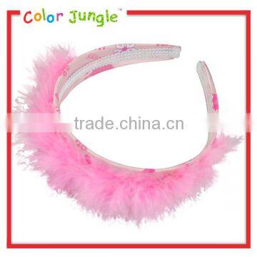 Fluffy pink flower hair band 3 colors kids hair accessory hair accessory for girls