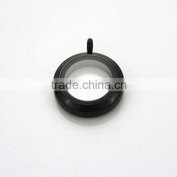 Wholesale 316L Stainless Steel Screw Black Plain 25mm Floating Glass Lockets Pendant
