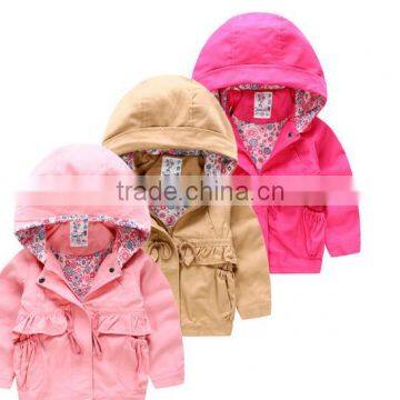 2016 autumn children girls coat clothes with hat