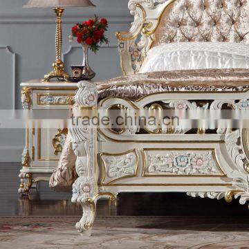 Hand Carving Furniture - Handcraft Royalty Golden Foil Bed photo-5