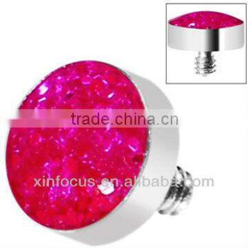 Pink Glitter Dome Dermal Top body piercing accessories