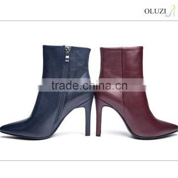 OlzB13 2015 Fashion style leather upper blue,black, brown ankle boots mature women ankle heel boots uk