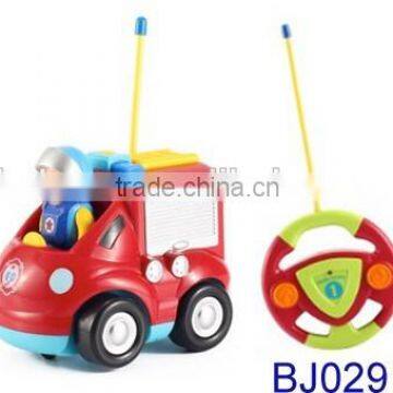 2ch Cartoon R/C Fire Truck Radio Control Toy for Toddlers with Light and Music