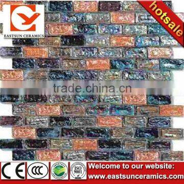 brown mixed black color stripe glass mosaic tile