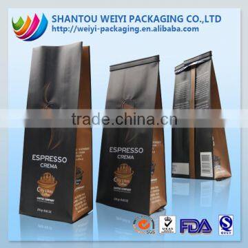 wholesale printed 250g plastic coffee bags with valve