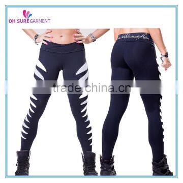 womens polyamide leggings with mesh panel, yoga pants, nylon sports pants