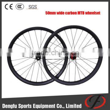 Dengfu carbon wide wheelset 50mm hookless/clincher wheelset for china mtb carbon frame